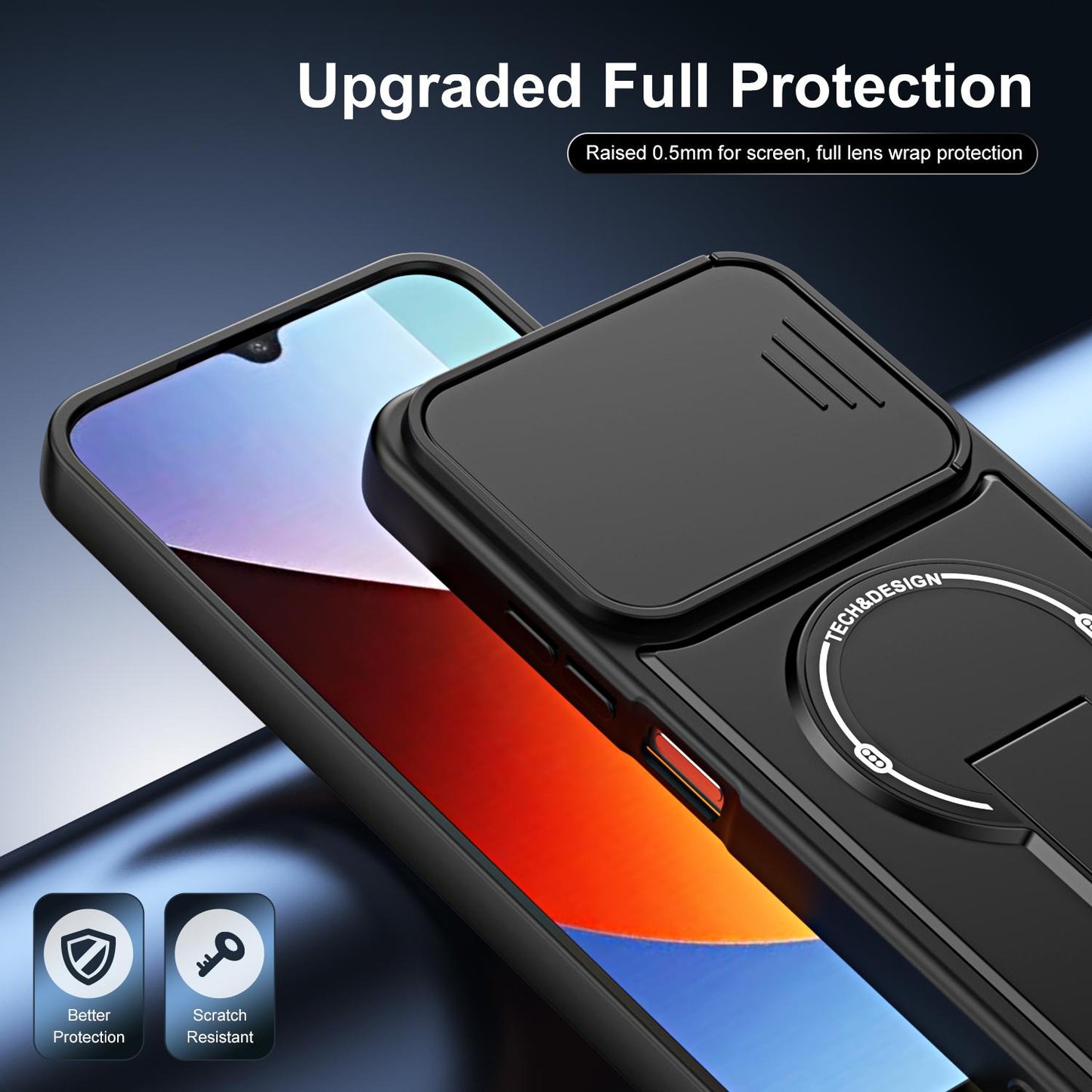For Redmi A7 Pro 171mm / Poco C85x 5G Sliding Camshield Holder Magnetic Phone Case(Blue)