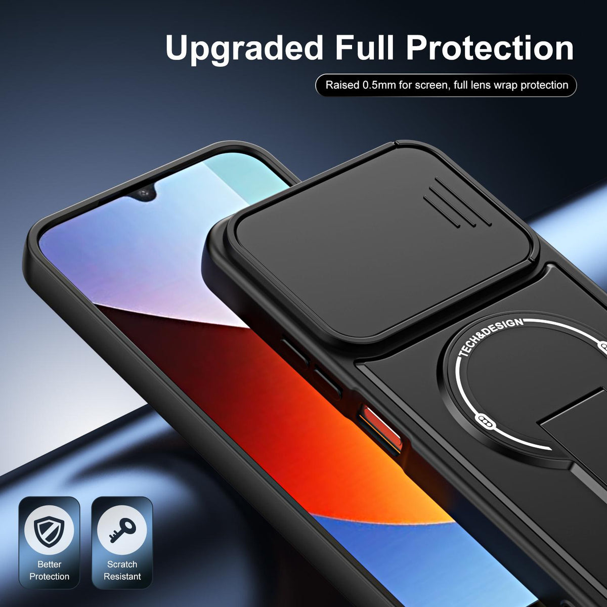 For Redmi A7 Pro 171mm / Poco C85x 5G Sliding Camshield Holder Magnetic Phone Case - Purple - EDA009990501E