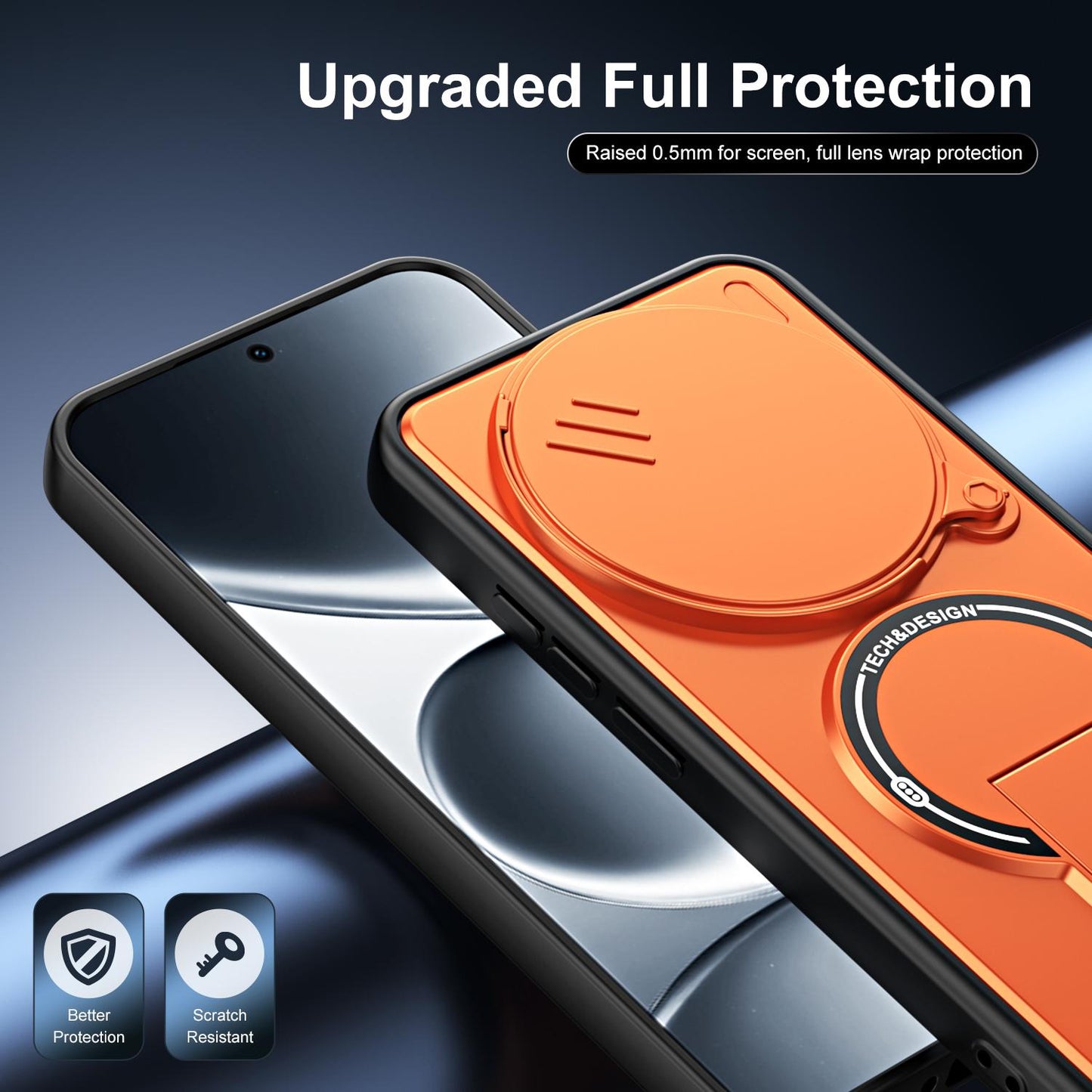 For Redmi Note 15 Global 164mm / Poco M8 5G Sliding Camshield Holder Magnetic Phone Case(Orange)