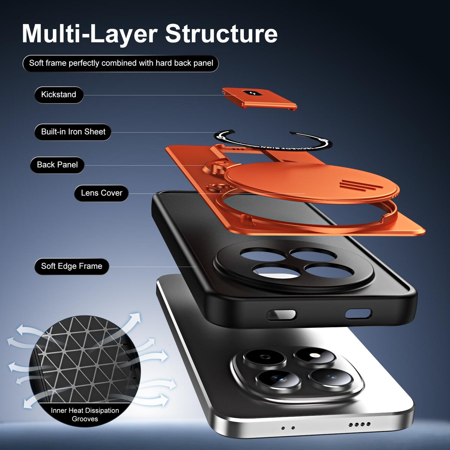 For Redmi Note 15 Global 164mm / Poco M8 5G Sliding Camshield Holder Magnetic Phone Case(Orange)