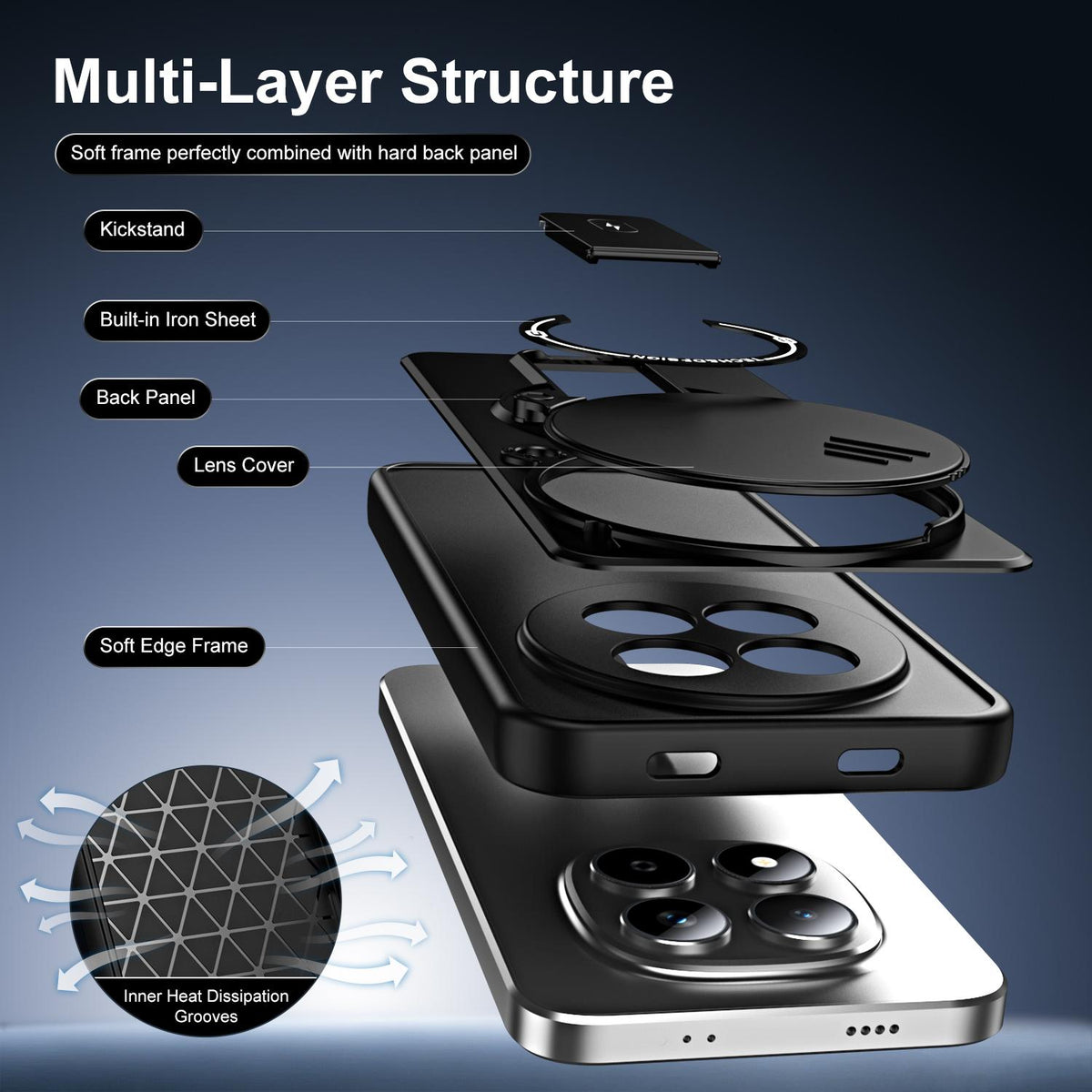 For Redmi Note 15 Global 164mm / Poco M8 5G Sliding Camshield Holder Magnetic Phone Case - Black - EDA009990502B