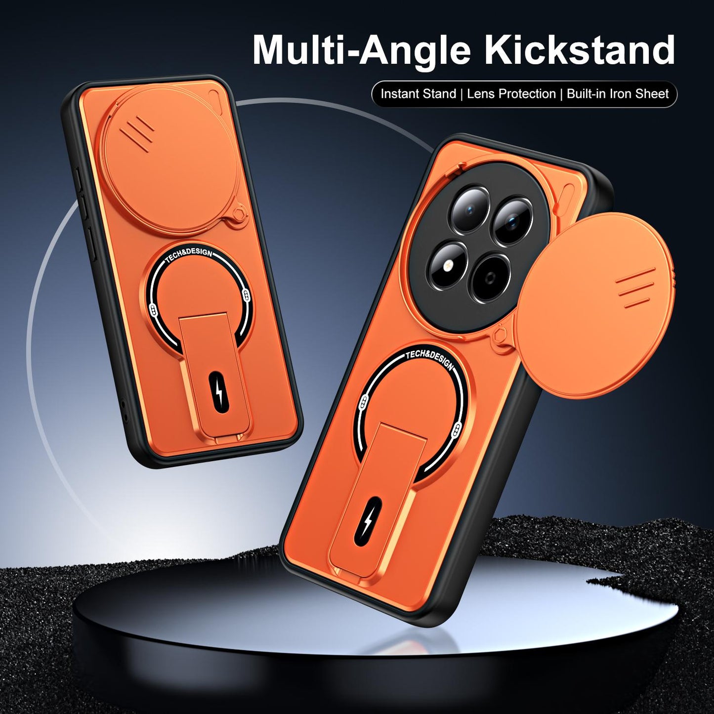 For Redmi Note 15 Pro 4G Global 163.2mm Sliding Camshield Holder Magnetic Phone Case(Orange)