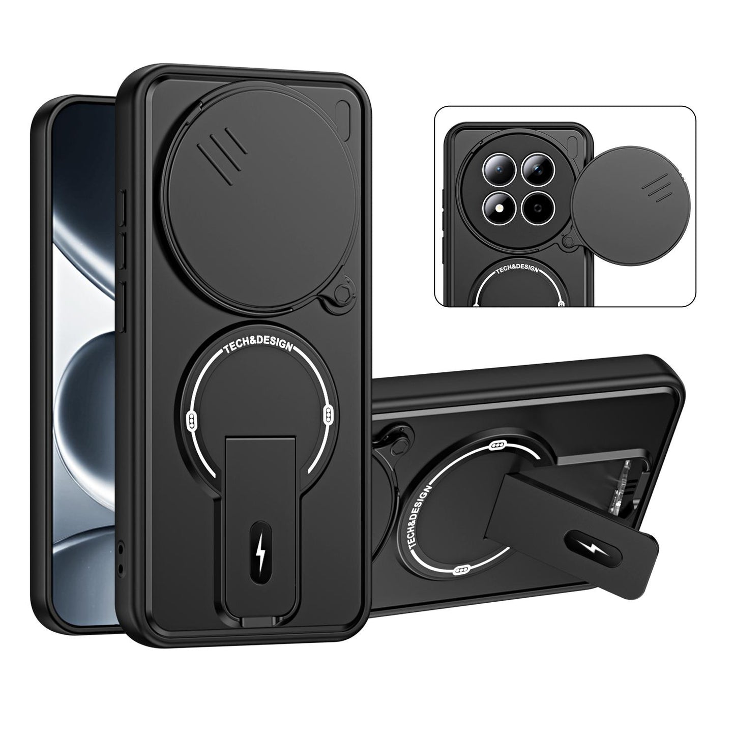 For Redmi Note 15 Pro 4G Global 163.2mm Sliding Camshield Holder Magnetic Phone Case(Black)