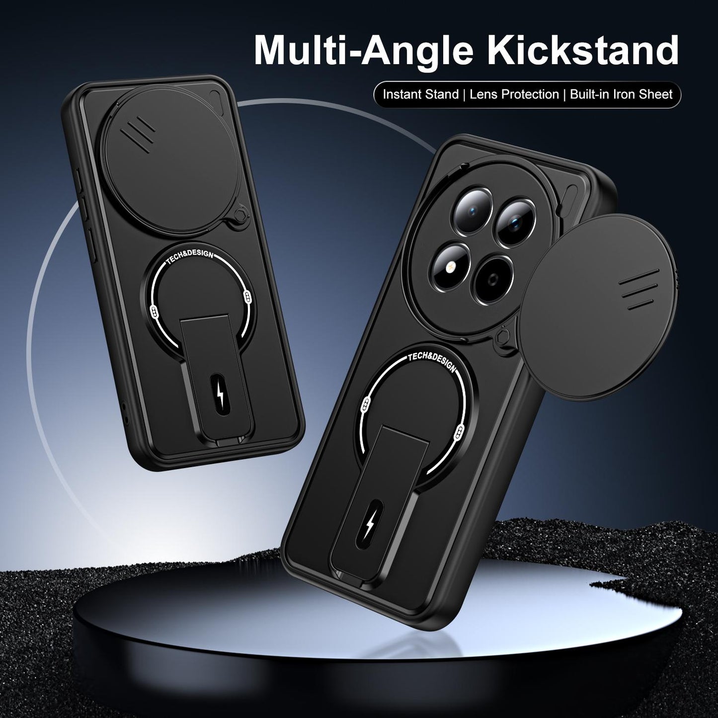 For Redmi Note 15 Pro 4G Global 163.2mm Sliding Camshield Holder Magnetic Phone Case(Black)