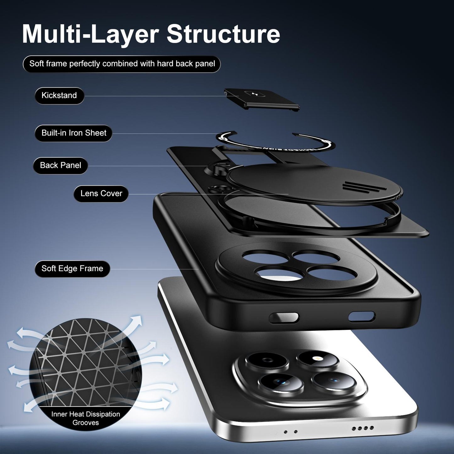 For Redmi Note 15 Pro 4G Global 163.2mm Sliding Camshield Holder Magnetic Phone Case(Black)