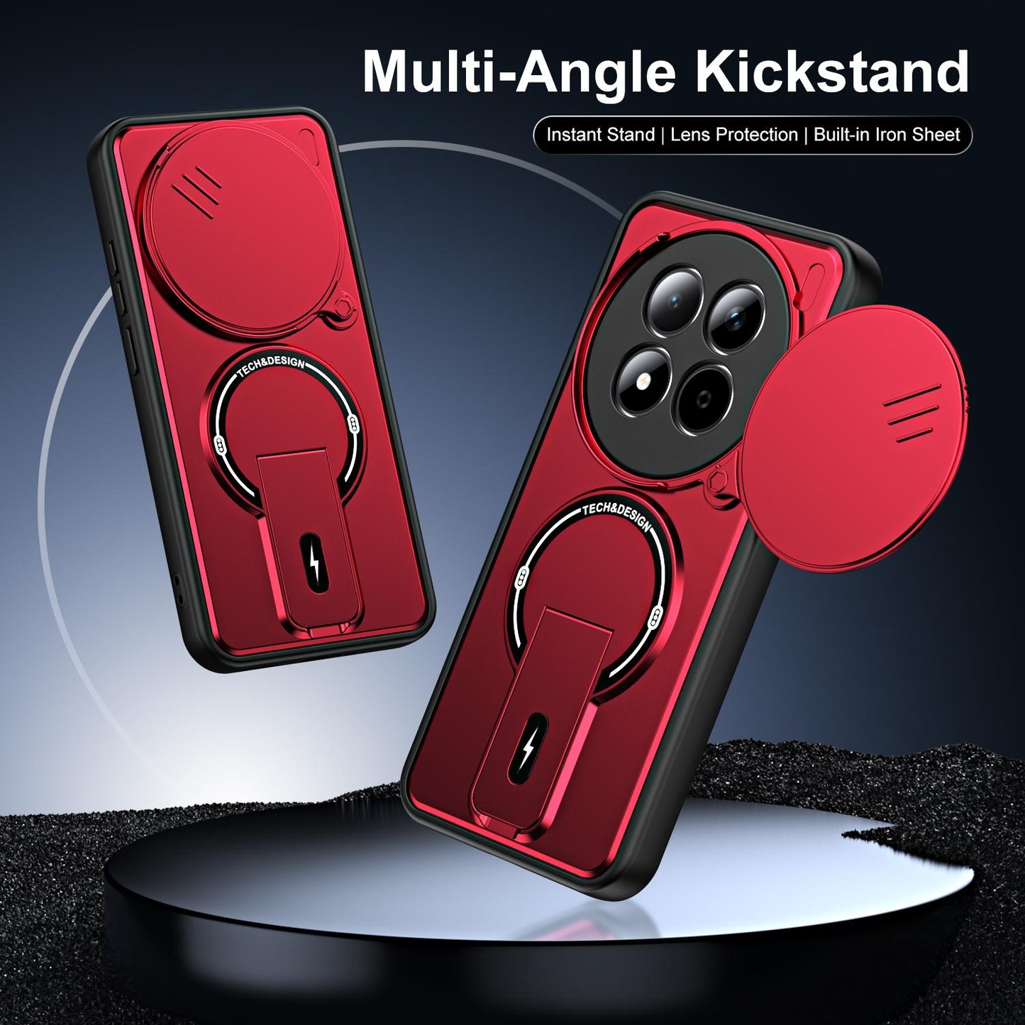 For Redmi Note 15 Pro 4G Global 163.2mm Sliding Camshield Holder Magnetic Phone Case(Red)