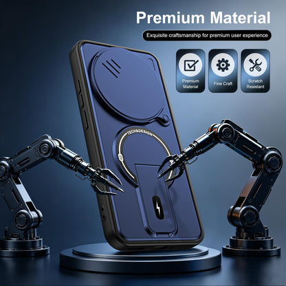 For Redmi Note 15 Pro 4G Global 163.2mm Sliding Camshield Holder Magnetic Phone Case(Blue)