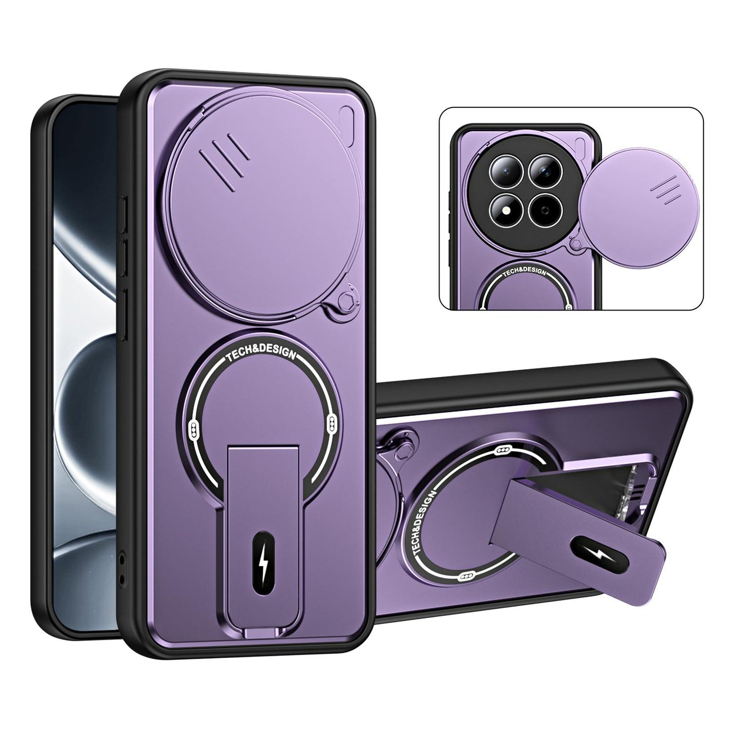 For Redmi Note 15 Pro 4G Global 163.2mm Sliding Camshield Holder Magnetic Phone Case(Purple)