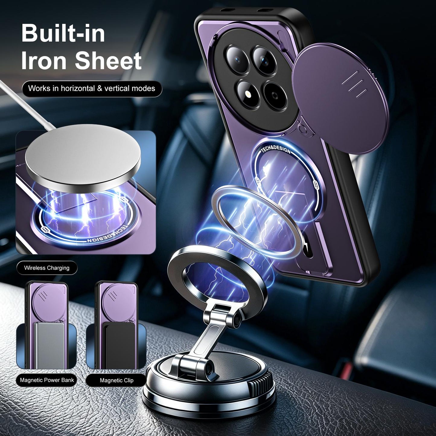 For Redmi Note 15 Pro 4G Global 163.2mm Sliding Camshield Holder Magnetic Phone Case(Purple)