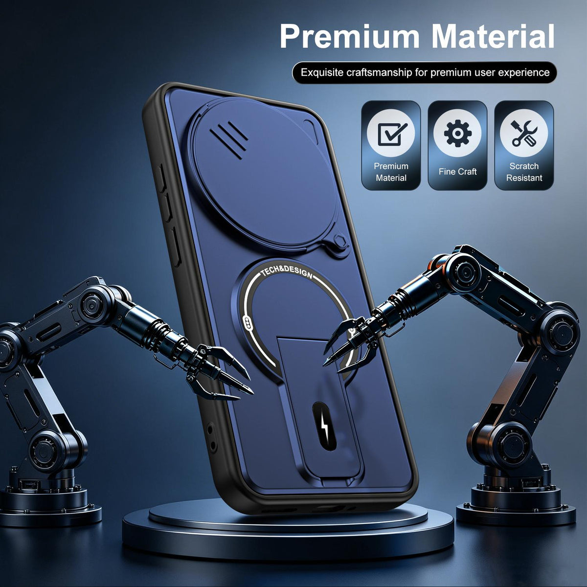 For Redmi Note 15 Pro 5G Global 163.6mm Sliding Camshield Holder Magnetic Phone Case - Blue - EDA009990504D