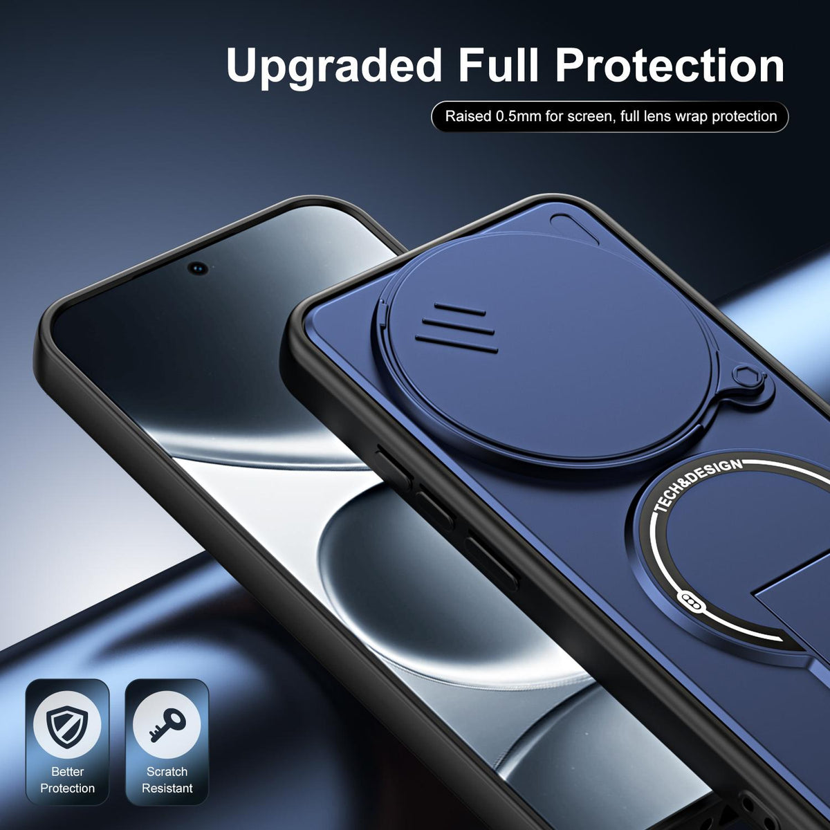 For Redmi Note 15 Pro 5G Global 163.6mm Sliding Camshield Holder Magnetic Phone Case - Blue - EDA009990504D
