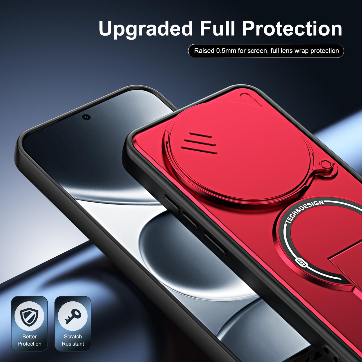 For Redmi Note 15 Pro+ 5G Global 163.3mm Sliding Camshield Holder Magnetic Phone Case(Red)