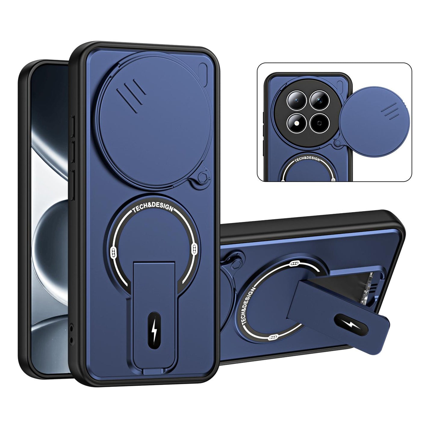 For Redmi Note 15 Pro+ 5G Global 163.3mm Sliding Camshield Holder Magnetic Phone Case(Blue)