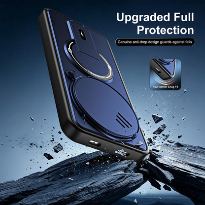 For Redmi Note 15 Pro+ 5G Global 163.3mm Sliding Camshield Holder Magnetic Phone Case(Blue)
