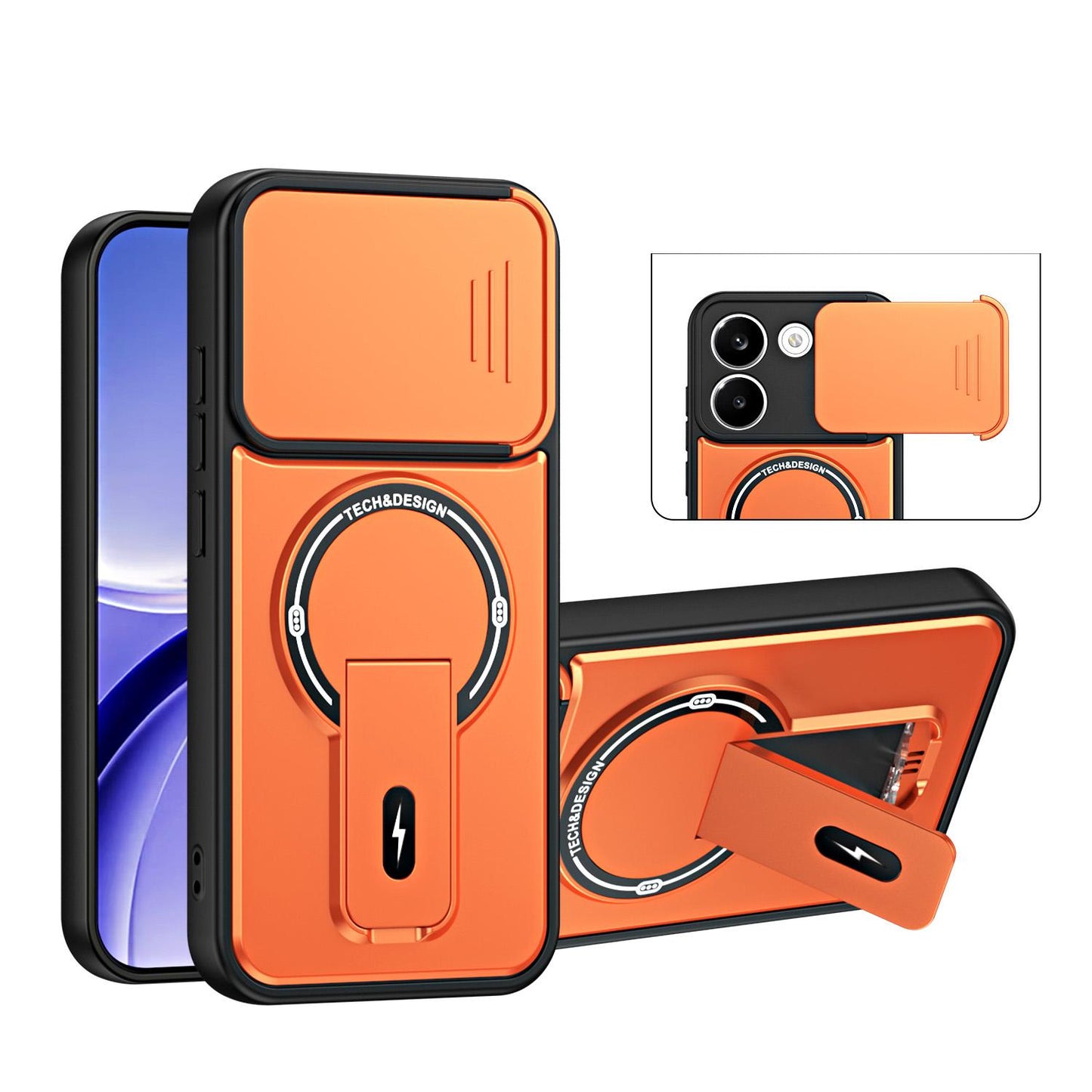 For Redmi Turbo 5 5G / Poco X8 Pro 5G Sliding Camshield Holder Magnetic Phone Case(Orange)