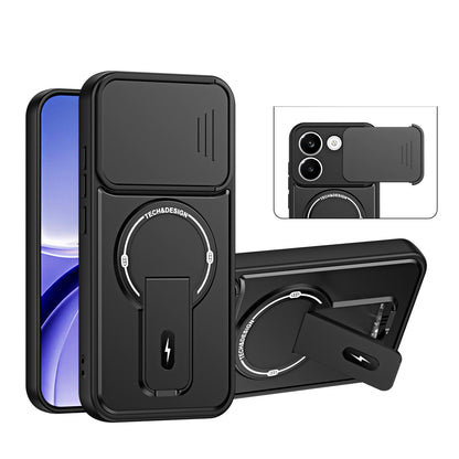 For Redmi Turbo 5 5G / Poco X8 Pro 5G Sliding Camshield Holder Magnetic Phone Case(Black)