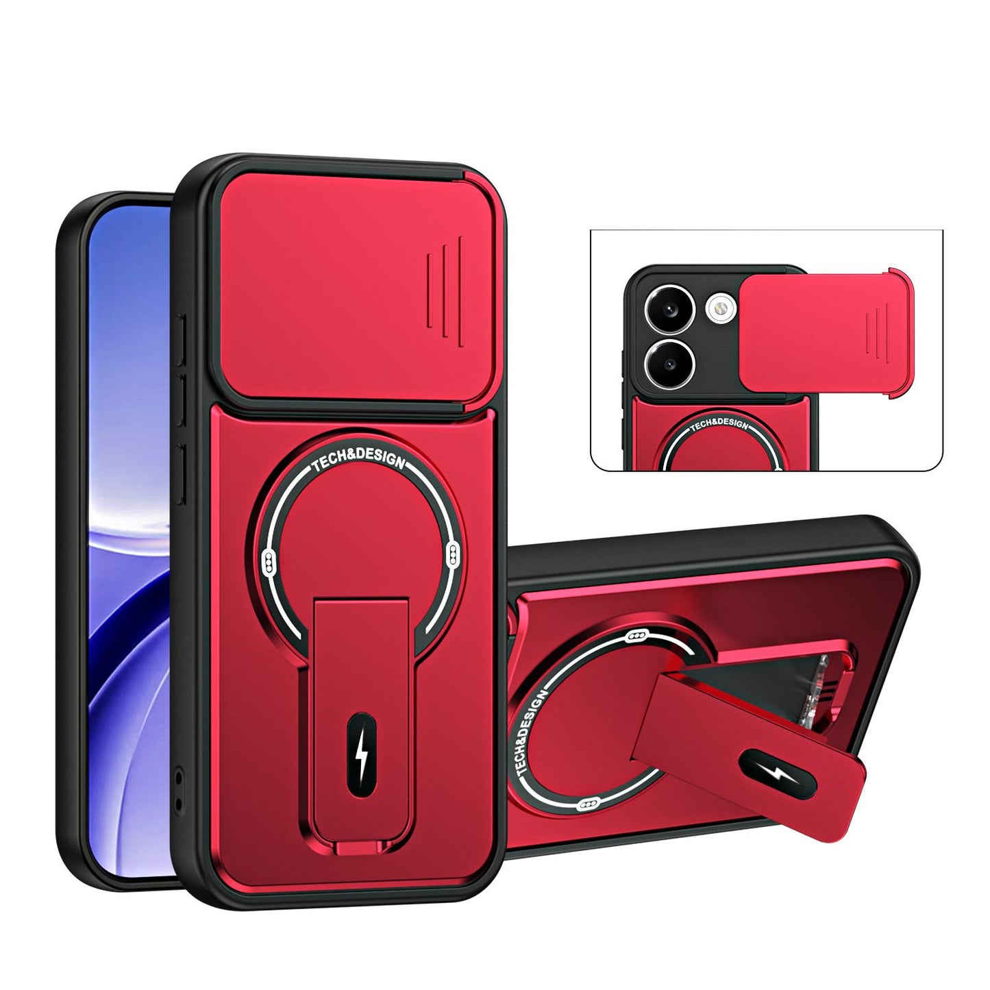 For Redmi Turbo 5 5G / Poco X8 Pro 5G Sliding Camshield Holder Magnetic Phone Case(Red)