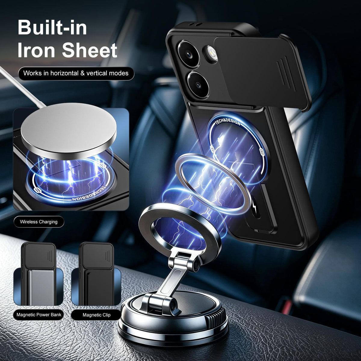 For Redmi Turbo 5 5G / Poco X8 Pro 5G Sliding Camshield Holder Magnetic Phone Case - Red - EDA009990506C