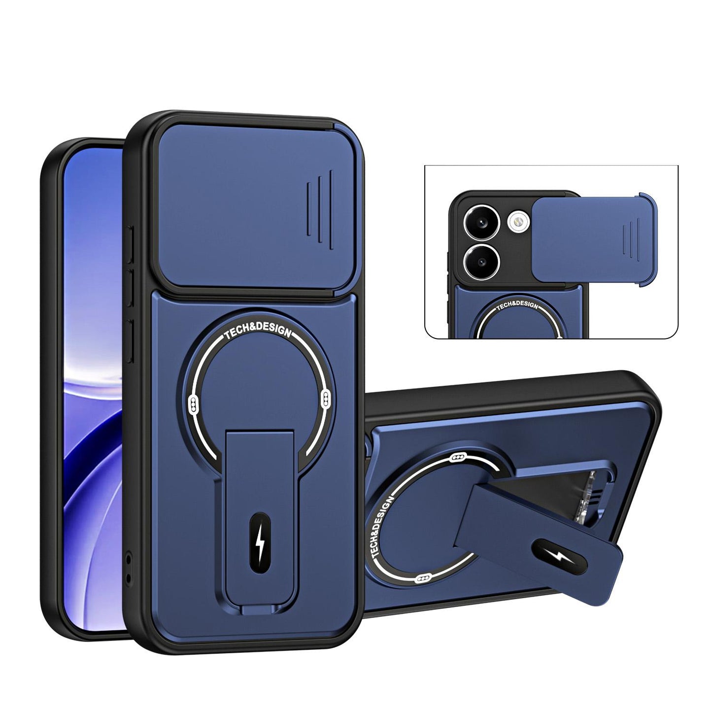 For Redmi Turbo 5 5G / Poco X8 Pro 5G Sliding Camshield Holder Magnetic Phone Case(Blue)