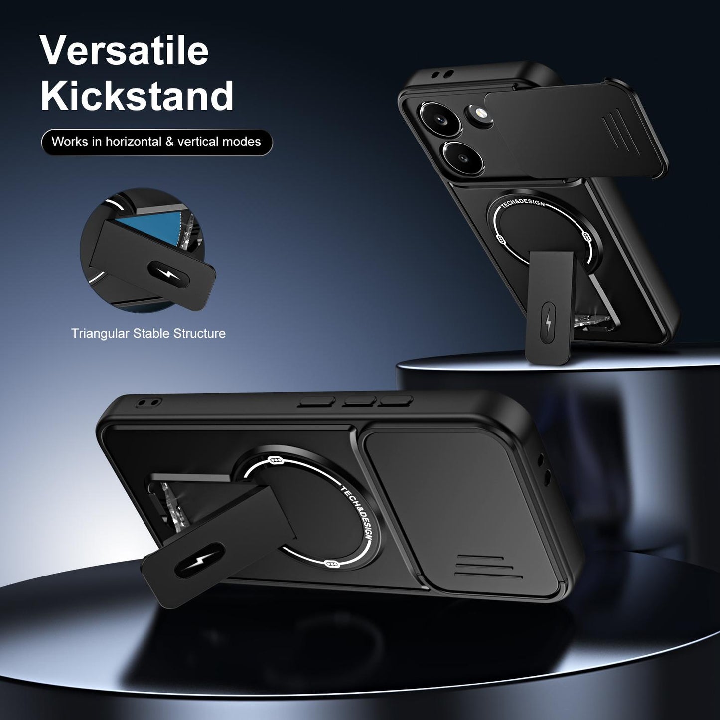 For Redmi Turbo 5 5G / Poco X8 Pro 5G Sliding Camshield Holder Magnetic Phone Case(Blue)