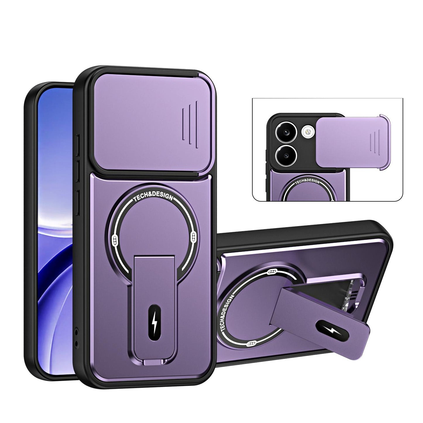 For Redmi Turbo 5 5G / Poco X8 Pro 5G Sliding Camshield Holder Magnetic Phone Case(Purple)