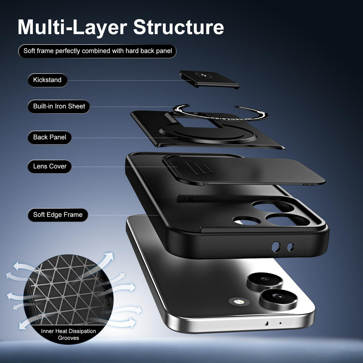 For Redmi Turbo 5 5G / Poco X8 Pro 5G Sliding Camshield Holder Magnetic Phone Case - Purple - EDA009990506E