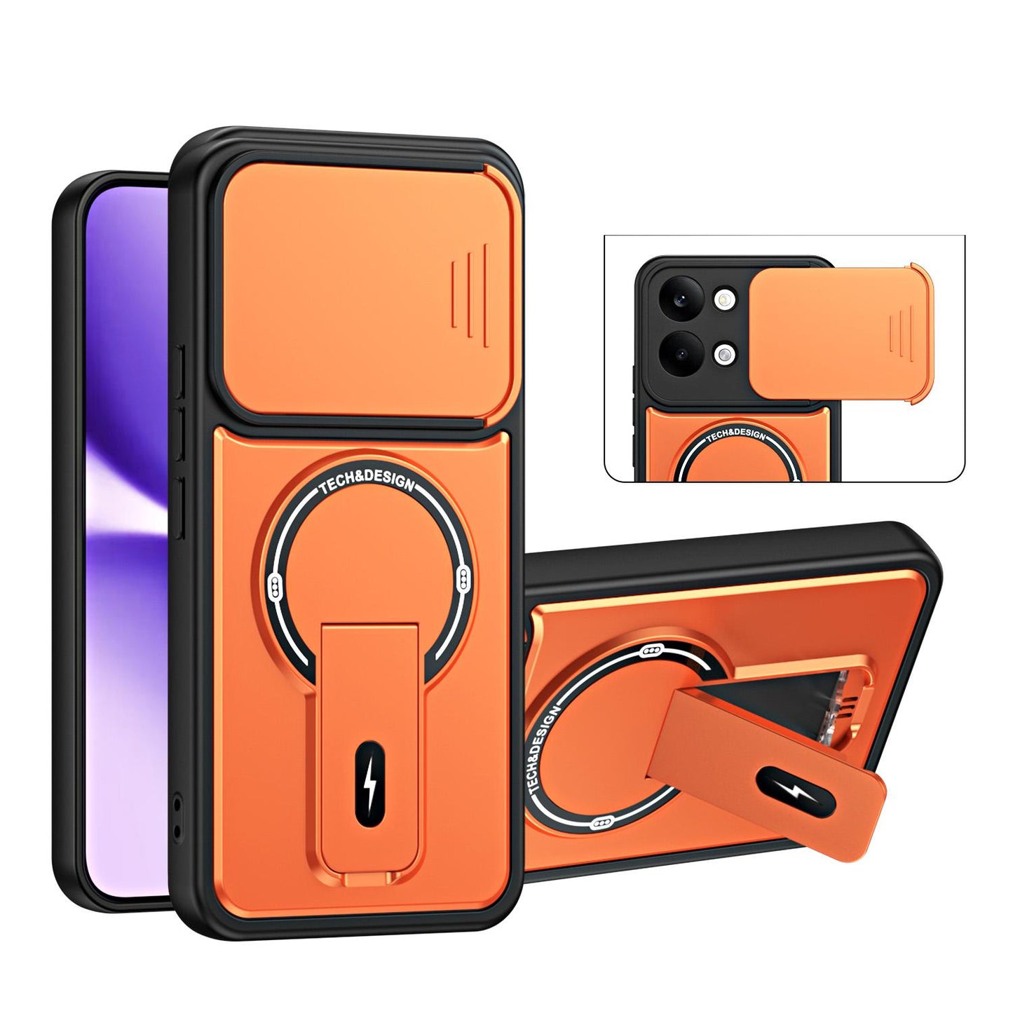 For Redmi Turbo 5 Max / Poco X8 Pro Max Sliding Camshield Holder Magnetic Phone Case(Orange)
