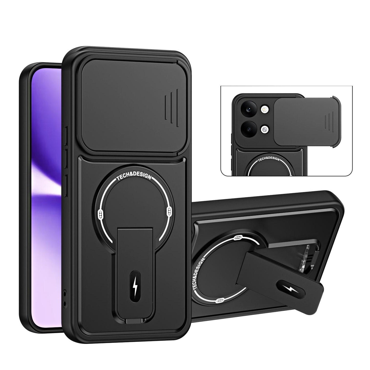 For Redmi Turbo 5 Max / Poco X8 Pro Max Sliding Camshield Holder Magnetic Phone Case(Black)