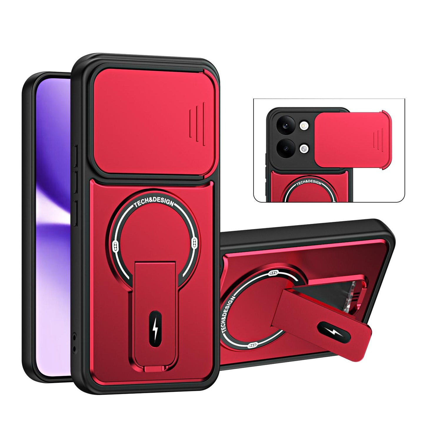 For Redmi Turbo 5 Max / Poco X8 Pro Max Sliding Camshield Holder Magnetic Phone Case(Red)