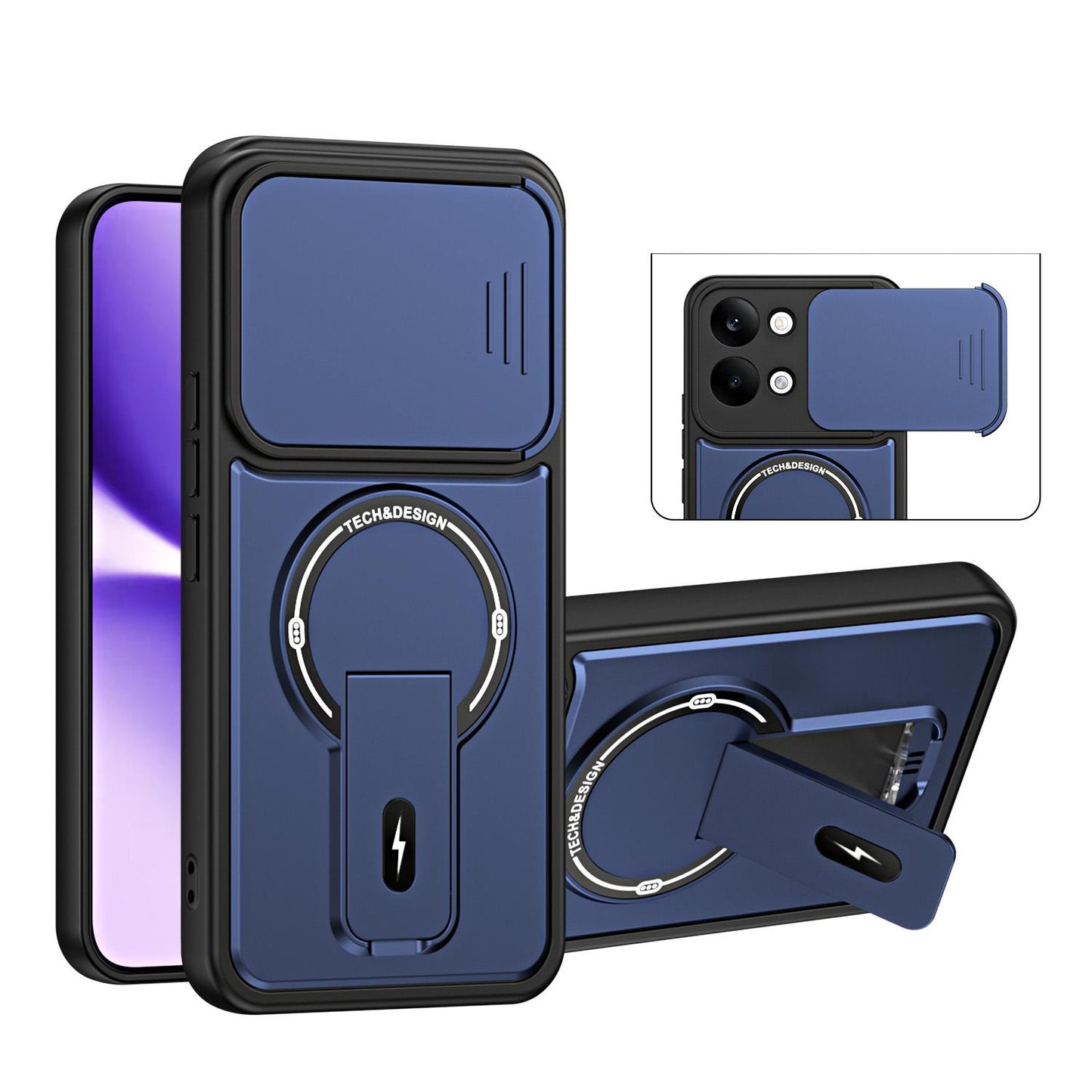 For Redmi Turbo 5 Max / Poco X8 Pro Max Sliding Camshield Holder Magnetic Phone Case(Blue)