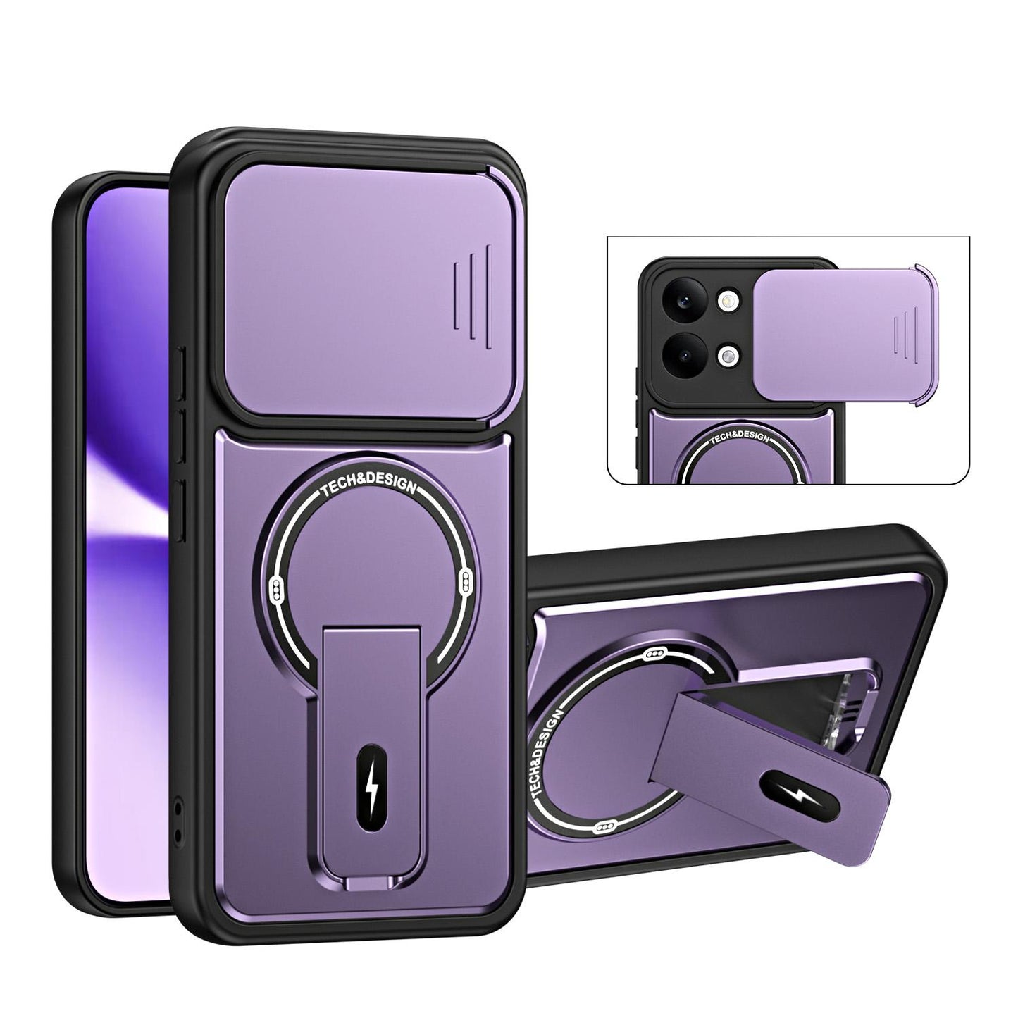 For Redmi Turbo 5 Max / Poco X8 Pro Max Sliding Camshield Holder Magnetic Phone Case(Purple)