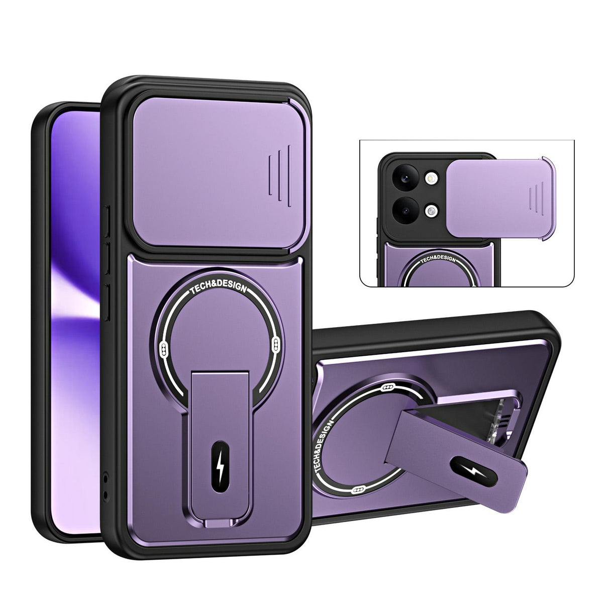 For Redmi Turbo 5 Max / Poco X8 Pro Max Sliding Camshield Holder Magnetic Phone Case - Purple - EDA009990507E