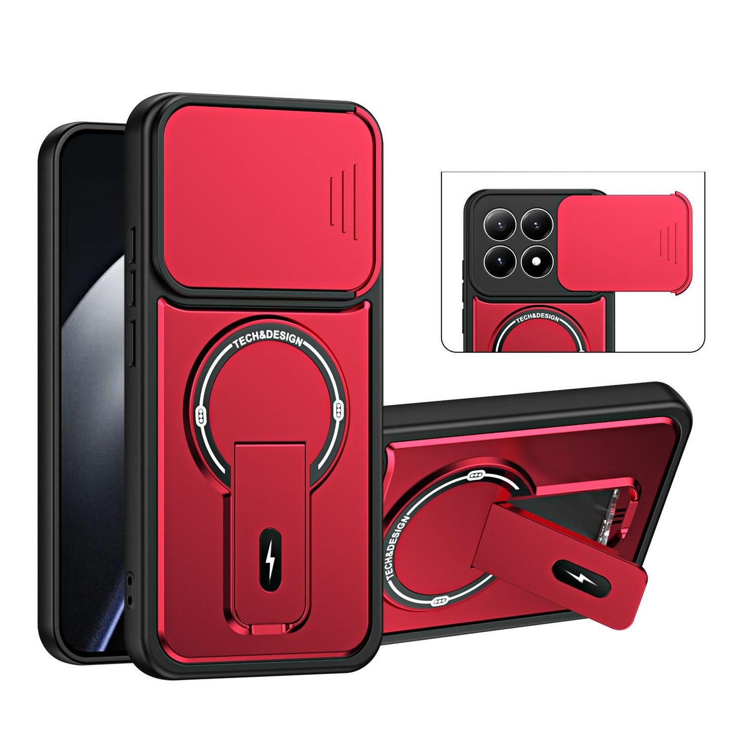 For Xiaomi 15T 5G Sliding Camshield Holder Magnetic Phone Case(Red)