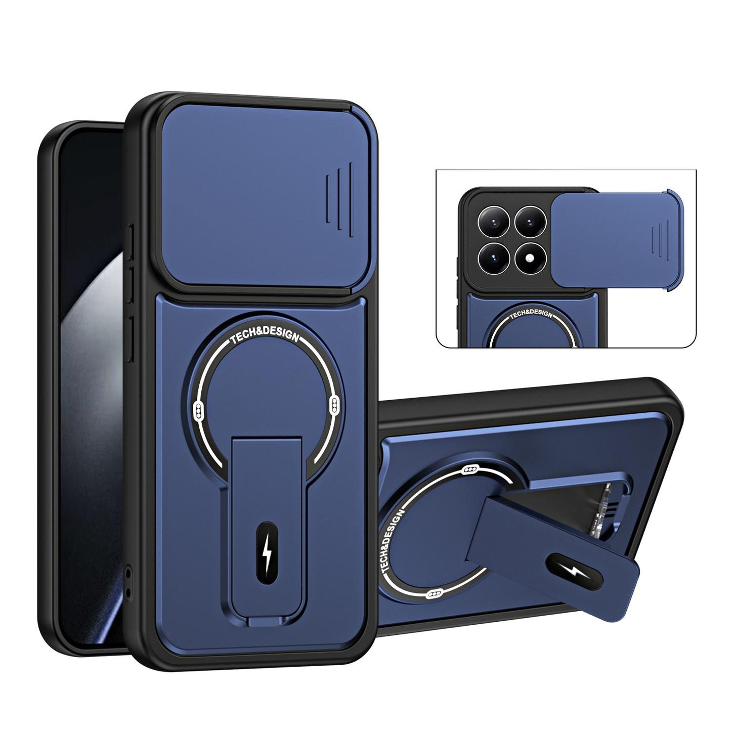 For Xiaomi 15T 5G Sliding Camshield Holder Magnetic Phone Case(Blue)
