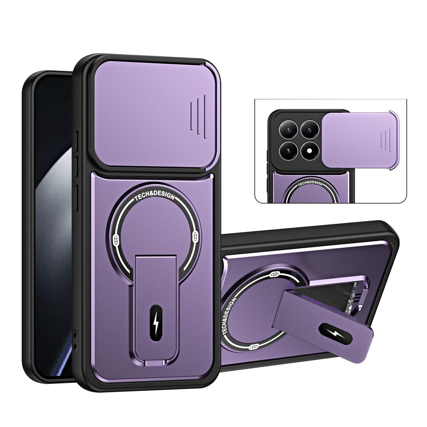 For Xiaomi 15T 5G Sliding Camshield Holder Magnetic Phone Case(Purple)