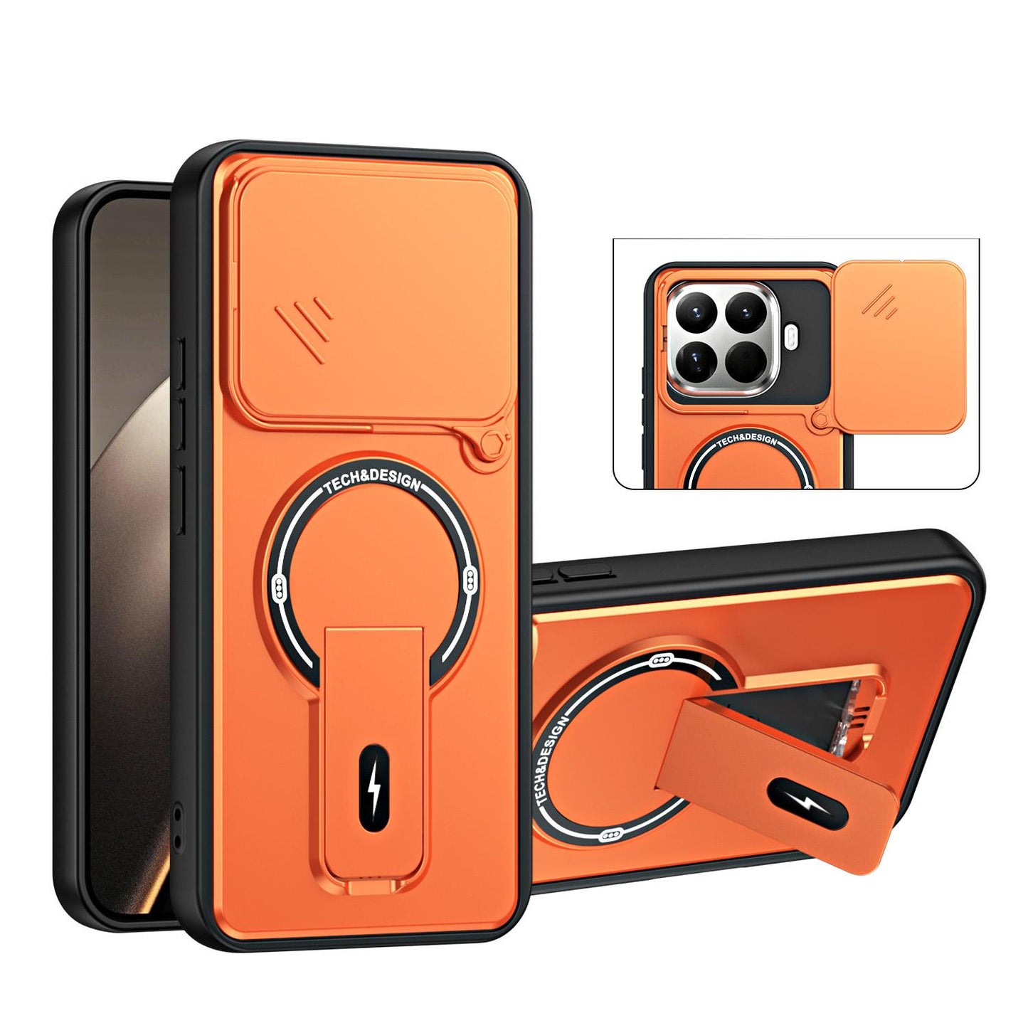 For Xiaomi 15T Pro 5G Sliding Camshield Holder Magnetic Phone Case(Orange)