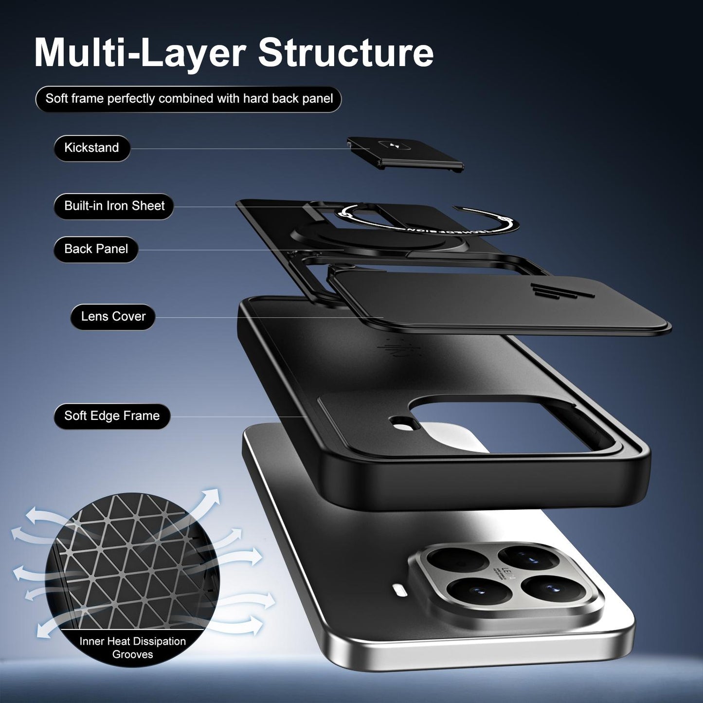 For Xiaomi 15T Pro 5G Sliding Camshield Holder Magnetic Phone Case(Black)