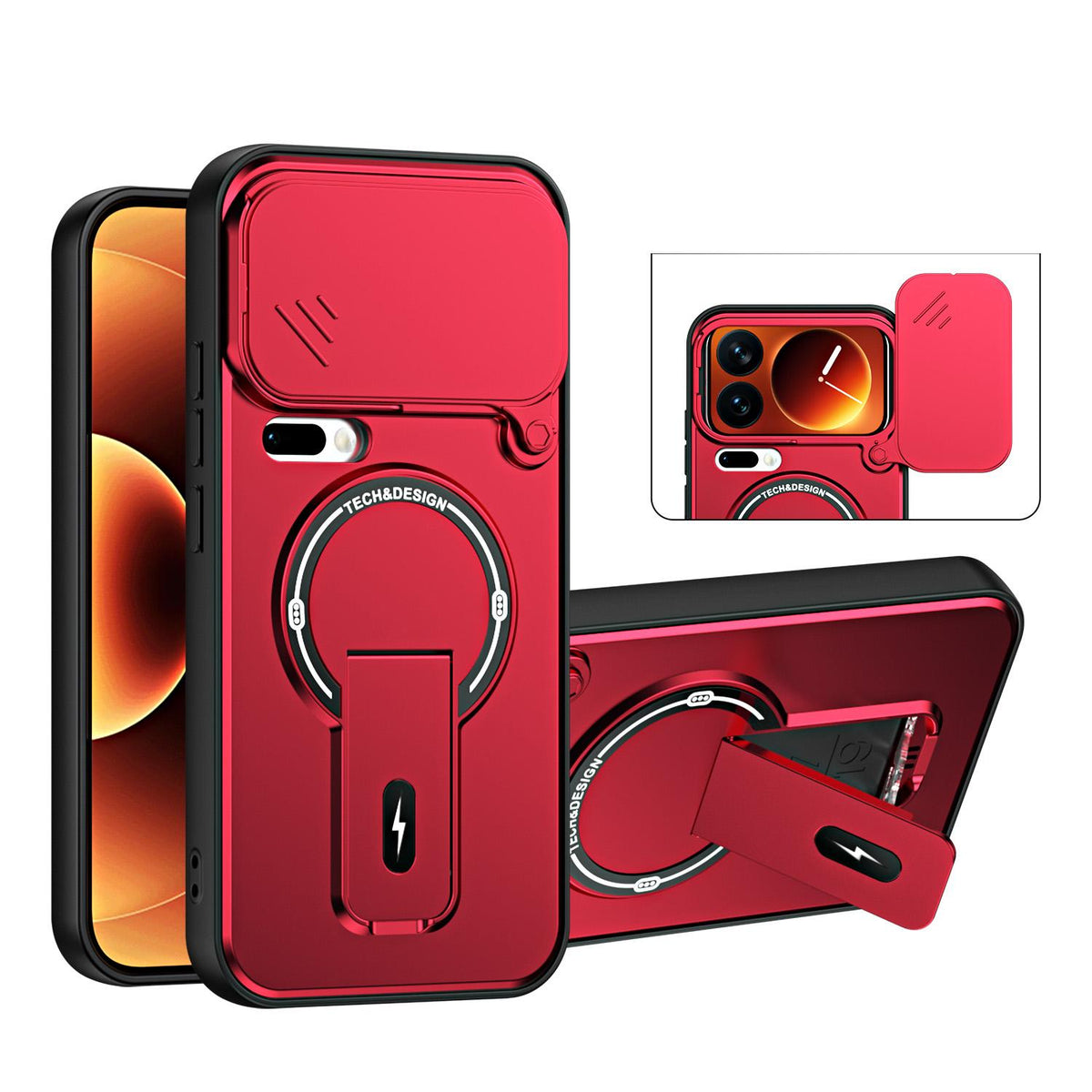 For Xiaomi 17 Pro Sliding Camshield Holder Magnetic Phone Case - Red - EDA009990704C