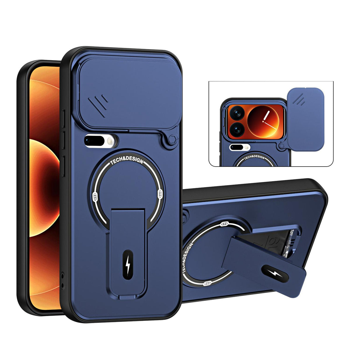 For Xiaomi 17 Pro Sliding Camshield Holder Magnetic Phone Case - Blue - EDA009990704D