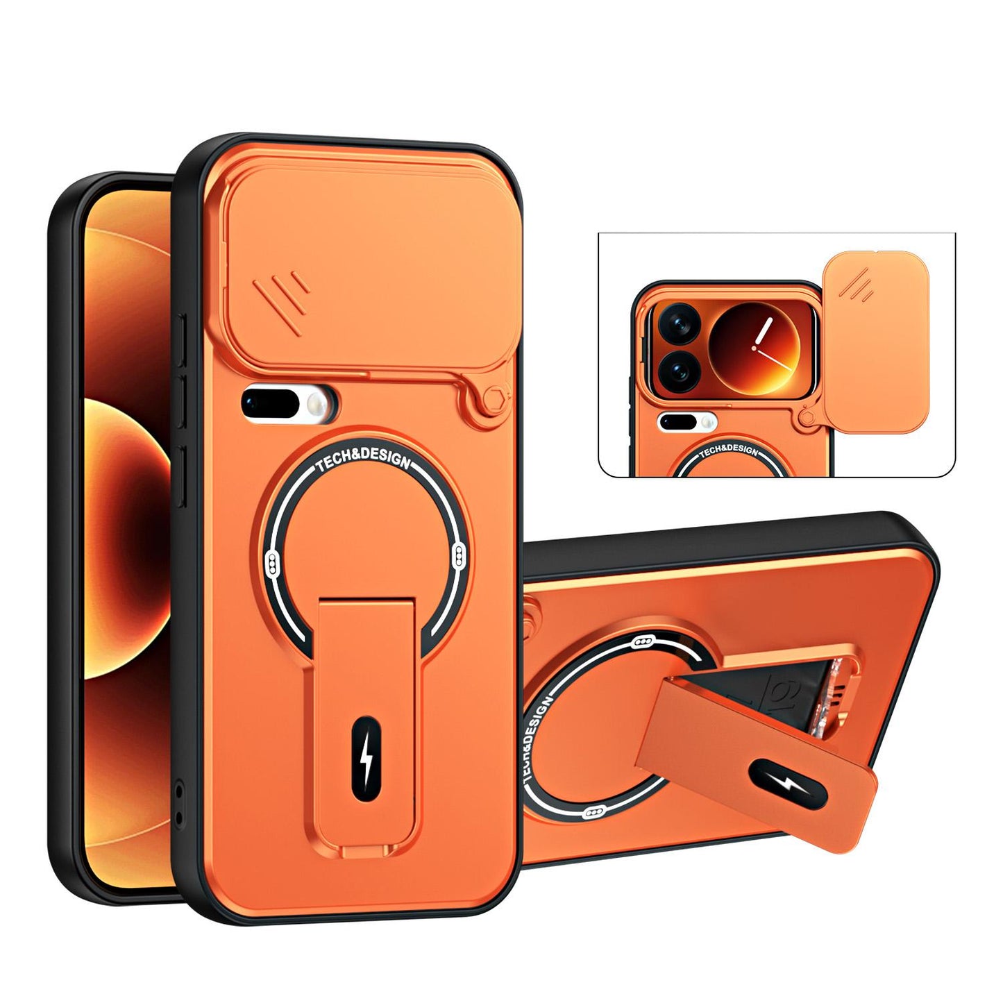 For Xiaomi 17 Pro Max Sliding Camshield Holder Magnetic Phone Case(Orange)