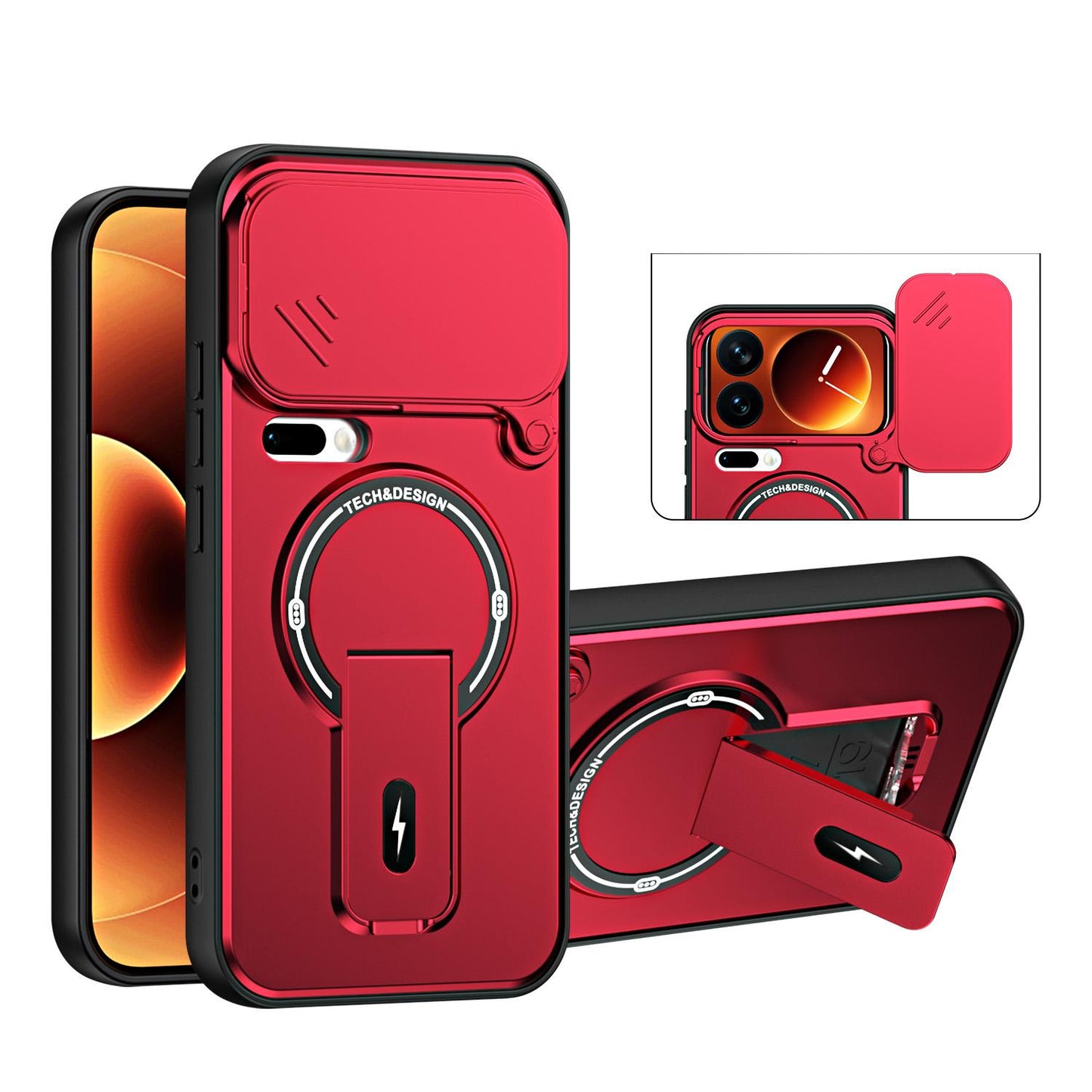 For Xiaomi 17 Pro Max Sliding Camshield Holder Magnetic Phone Case(Red)