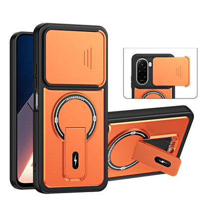 For Xiaomi Poco M7 4G 169mm / M7 Plus Sliding Camshield Holder Magnetic Phone Case(Orange)