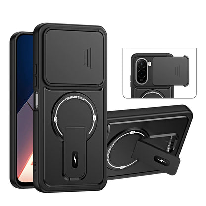 For Xiaomi Poco M7 4G 169mm / M7 Plus Sliding Camshield Holder Magnetic Phone Case(Black)