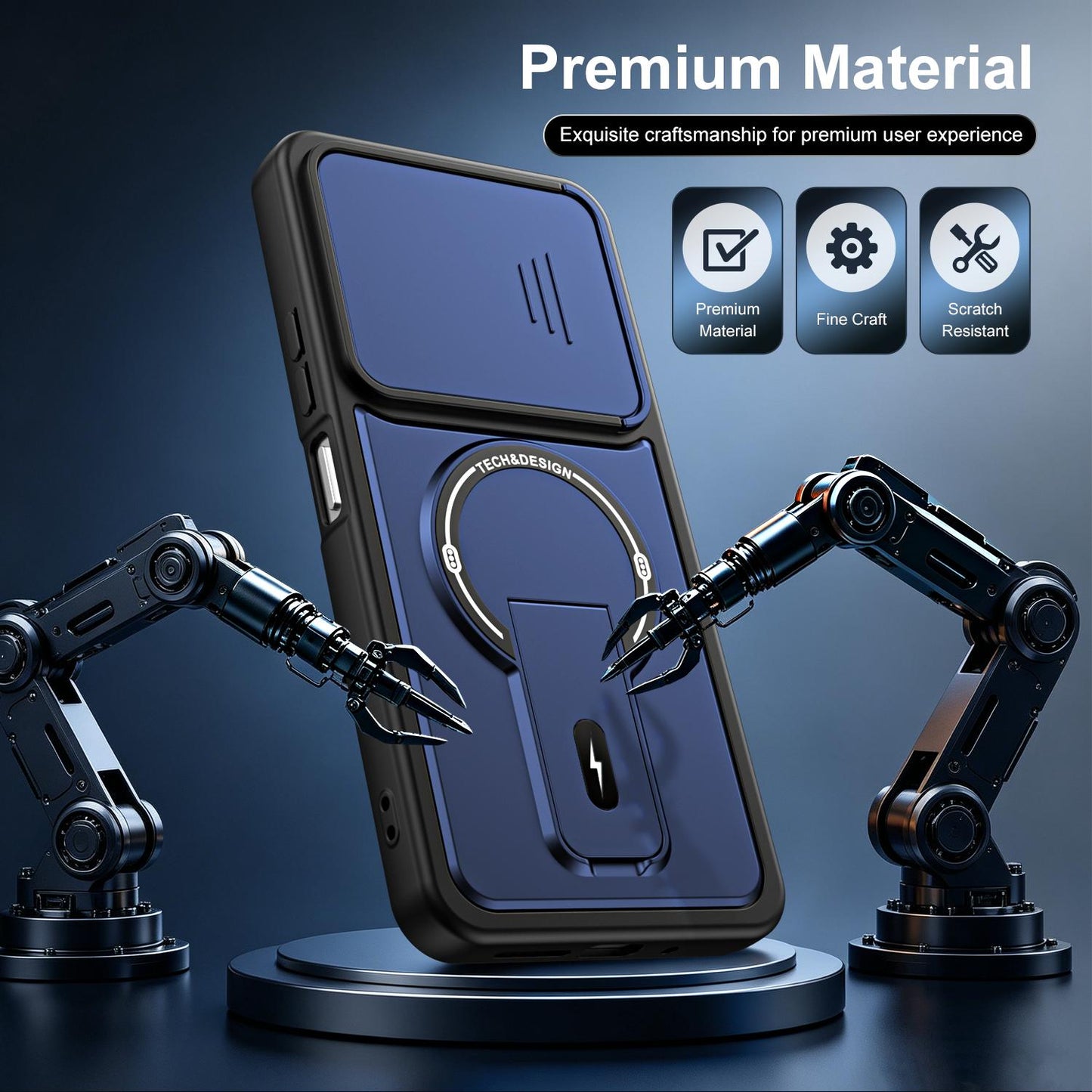 For Xiaomi Poco M7 4G 169mm / M7 Plus Sliding Camshield Holder Magnetic Phone Case(Black)