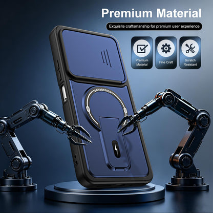 For Xiaomi Poco M7 4G 169mm / M7 Plus Sliding Camshield Holder Magnetic Phone Case(Black)