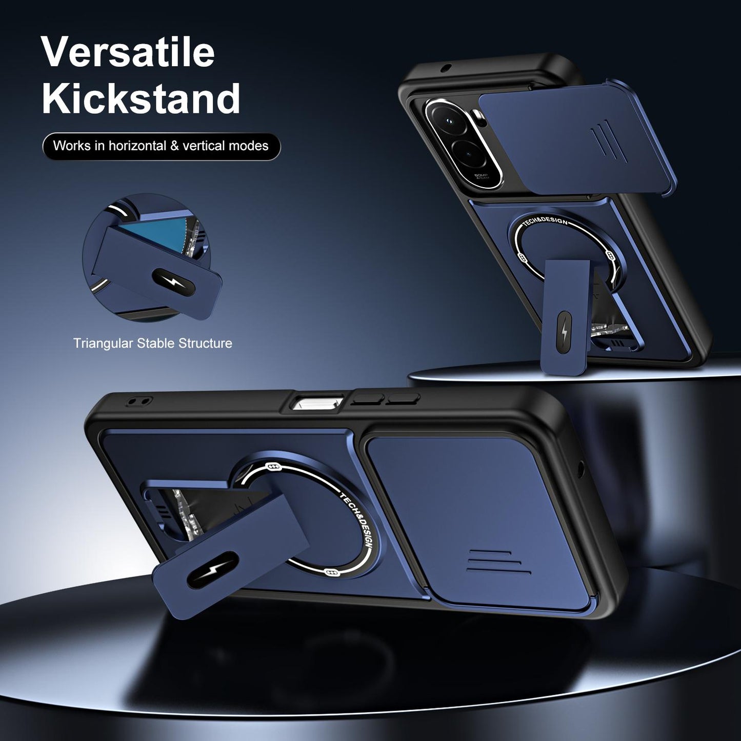 For Xiaomi Poco M7 4G 169mm / M7 Plus Sliding Camshield Holder Magnetic Phone Case(Black)