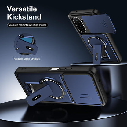 For Xiaomi Poco M7 4G 169mm / M7 Plus Sliding Camshield Holder Magnetic Phone Case(Black)