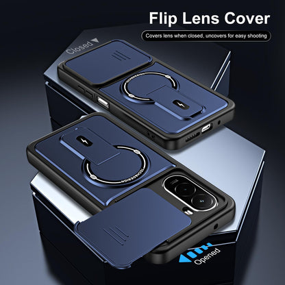 For Xiaomi Poco M7 4G 169mm / M7 Plus Sliding Camshield Holder Magnetic Phone Case(Black)