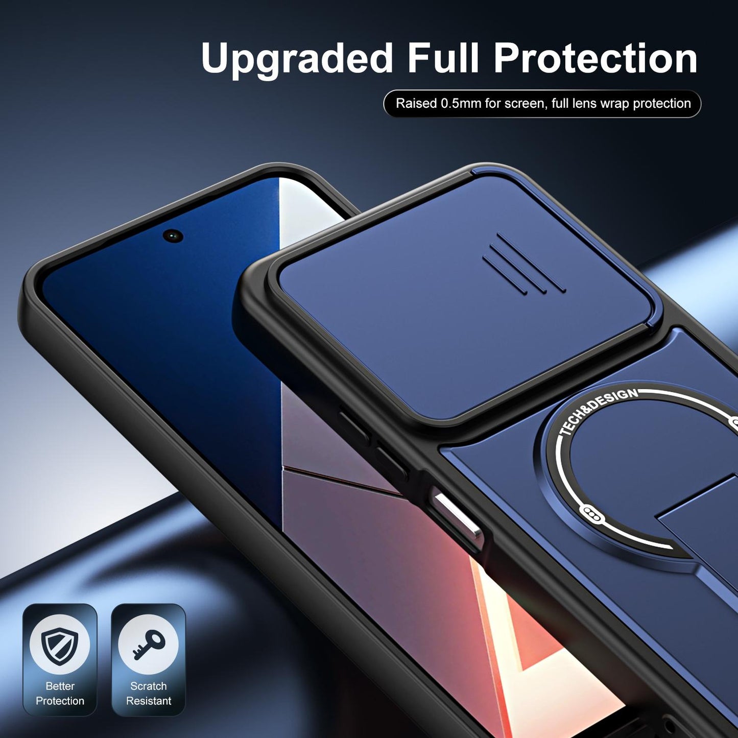 For Xiaomi Poco M7 4G 169mm / M7 Plus Sliding Camshield Holder Magnetic Phone Case(Red)