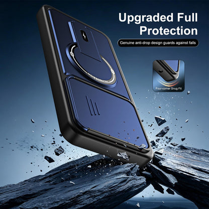 For Xiaomi Poco M7 4G 169mm / M7 Plus Sliding Camshield Holder Magnetic Phone Case(Blue)